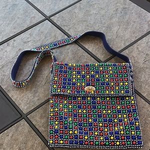 Vintage beaded dot shoulder bag